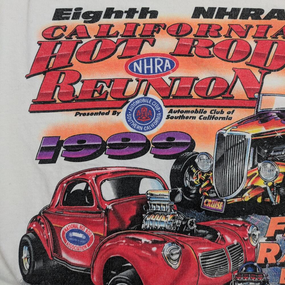 Vintage 1999 Mens Drag Racing L T-Shirt 8th NHRA Hot Rod Reunion California AAA - Picture 9 of 9